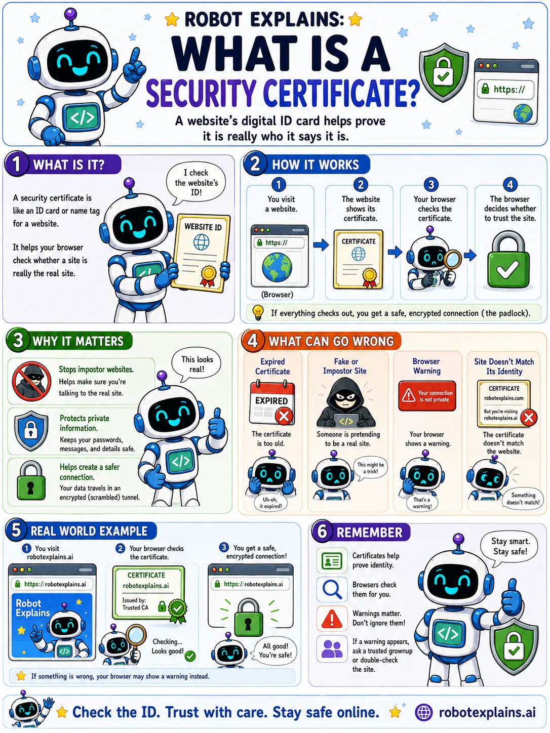 Infographic: What Is a Security Certificate?. A website's digital ID card that helps prove who it is.