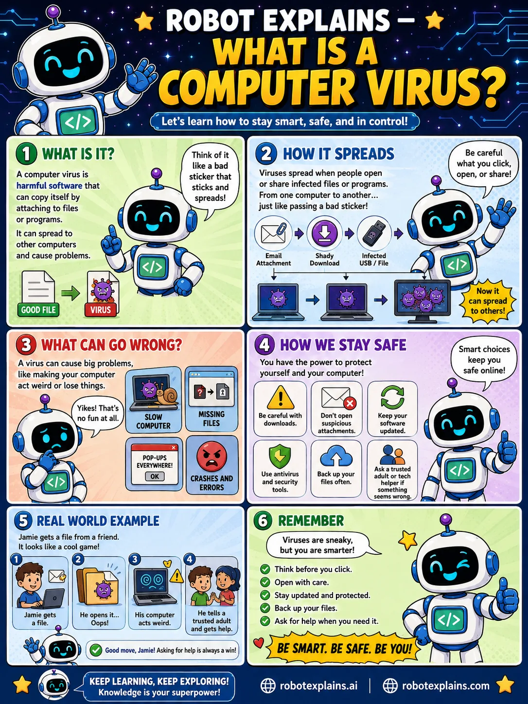 Infographic: What Is a Computer Virus?. Harmful software that copies itself by attaching to files or programs.