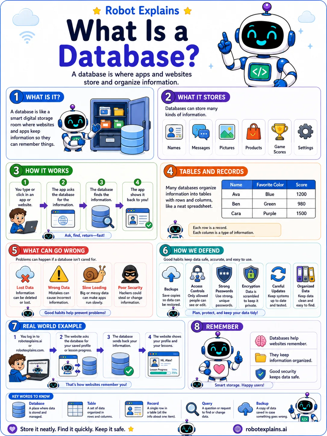 Infographic: What Is a Database?. Where apps and websites store and organize information.