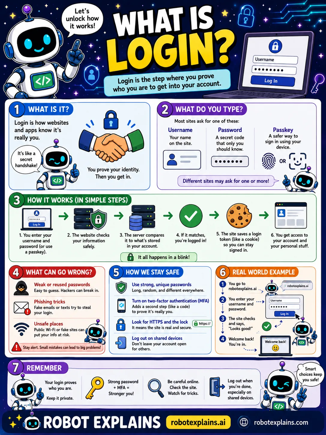Infographic: What Is Login?. How a website checks it is really you before letting you in.